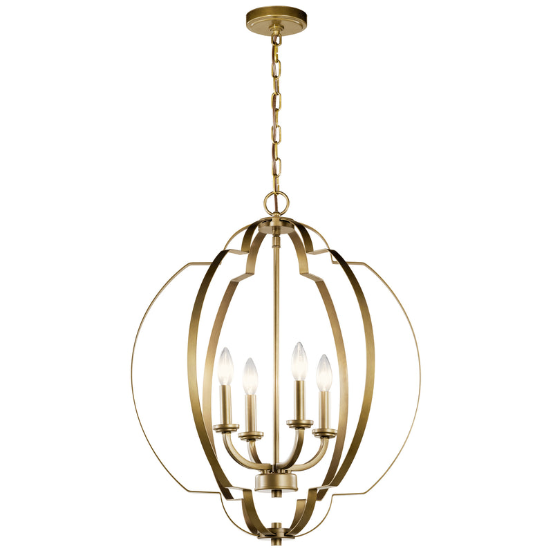 Kichler 42138NBR Four Light Foyer Pendant, Natural Brass Finish - LightingWellCo