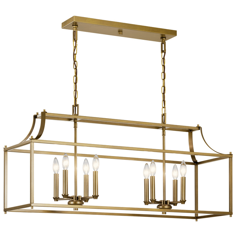 Kichler 42497NBR Eight Light Linear Chandelier, Natural Brass Finish - LightingWellCo