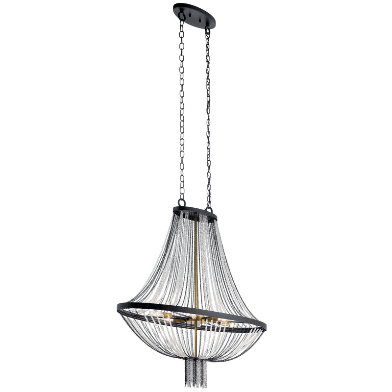 Kichler 52048BKT Six Light Foyer Chandelier, Textured Black Finish - LightingWellCo