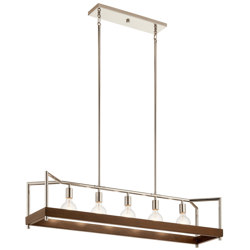 Kichler 52091AUB Five Light Linear Chandelier, Auburn Stained Finish Finish - LightingWellCo