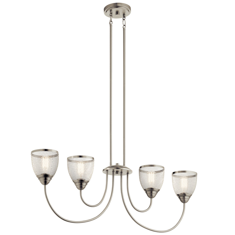 Kichler 52273NI Four Light Linear Chandelier, Brushed Nickel Finish - LightingWellCo