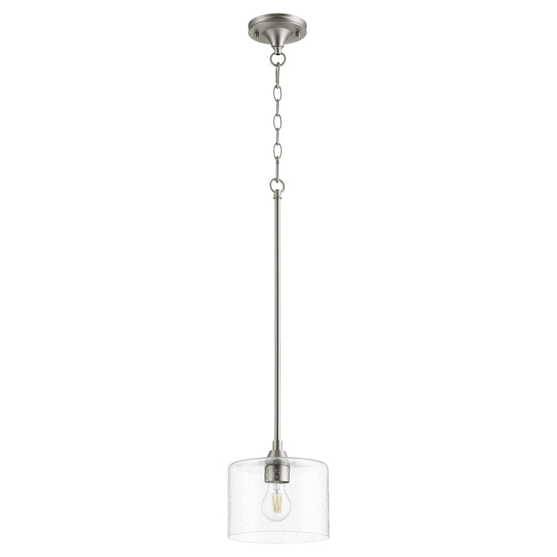 Quorum 3202-65 One Light Pendant, Satin Nickel Finish - LightingWellCo