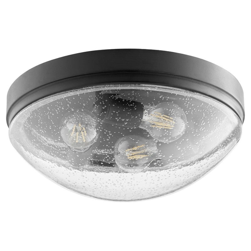 Quorum 3508-14-69 Three Light Ceiling Mount, Black w ClearSeeded Finish - LightingWellCo