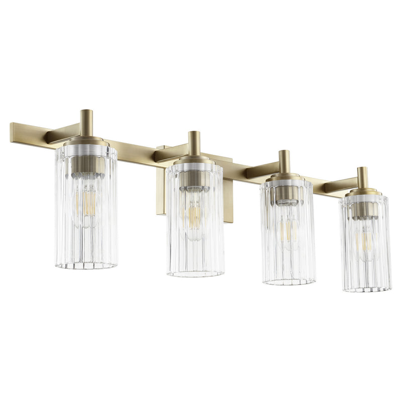 Quorum 502-4-80 Four Light Vanity, Aged Brass Finish - LightingWellCo