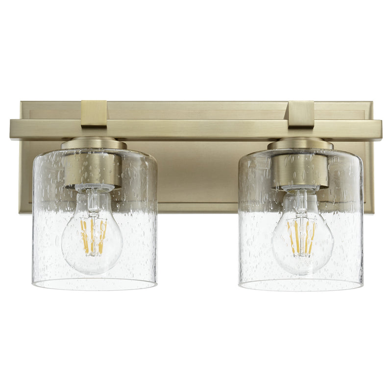 Quorum 5669-2-280 Two Light Wall Mount, Aged Brass w/ Clear/Seeded Finish - LightingWellCo