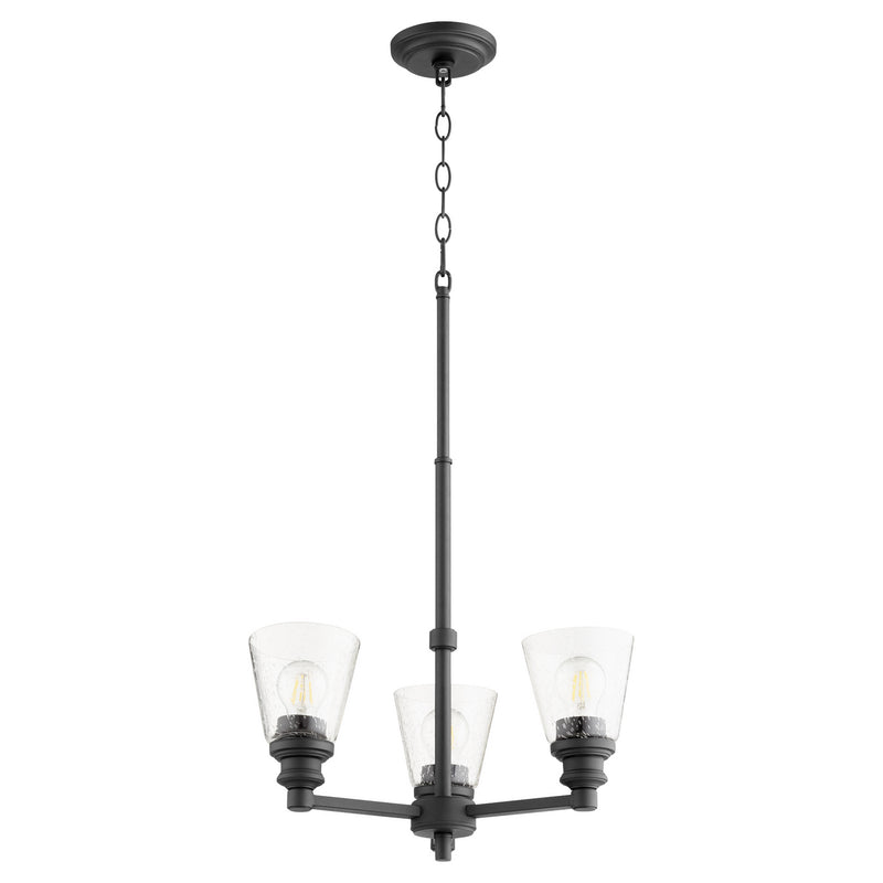 Quorum 609-3-69 Three Light Chandelier, Black Finish - LightingWellCo