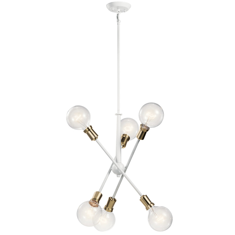 Kichler 43095WH Six Light Chandelier, White Finish - LightingWellCo