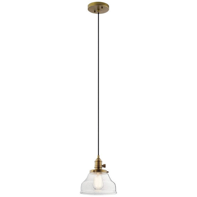 Kichler 43850NBR One Light Mini Pendant, Natural Brass Finish - LightingWellCo