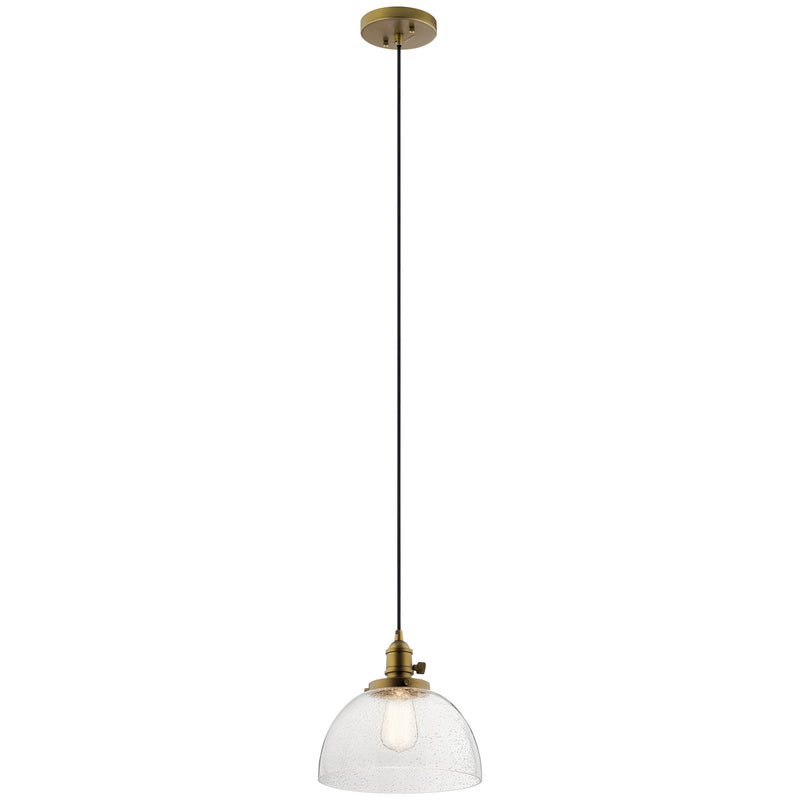 Kichler 43853NBR One Light Mini Pendant, Natural Brass Finish - LightingWellCo