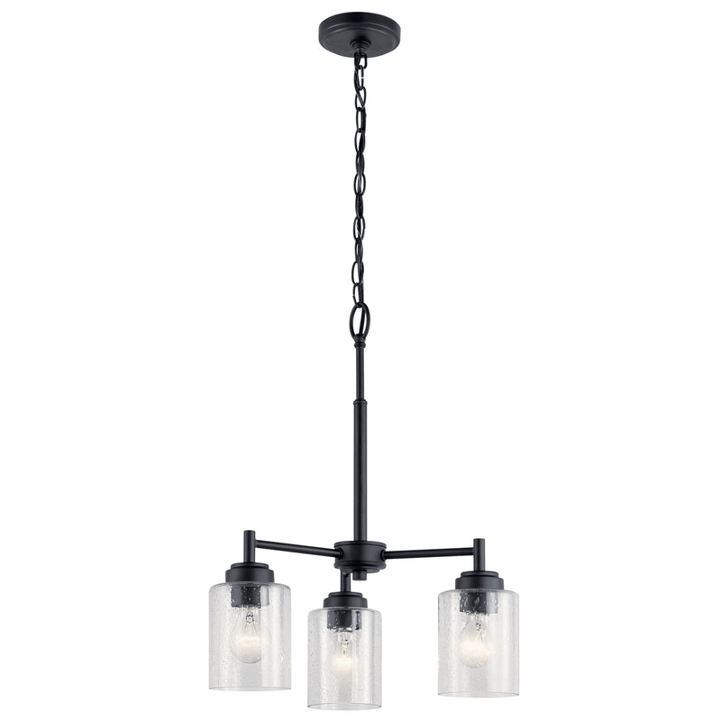 Kichler 44029BK Three Light Mini Chandelier, Black Finish - LightingWellCo