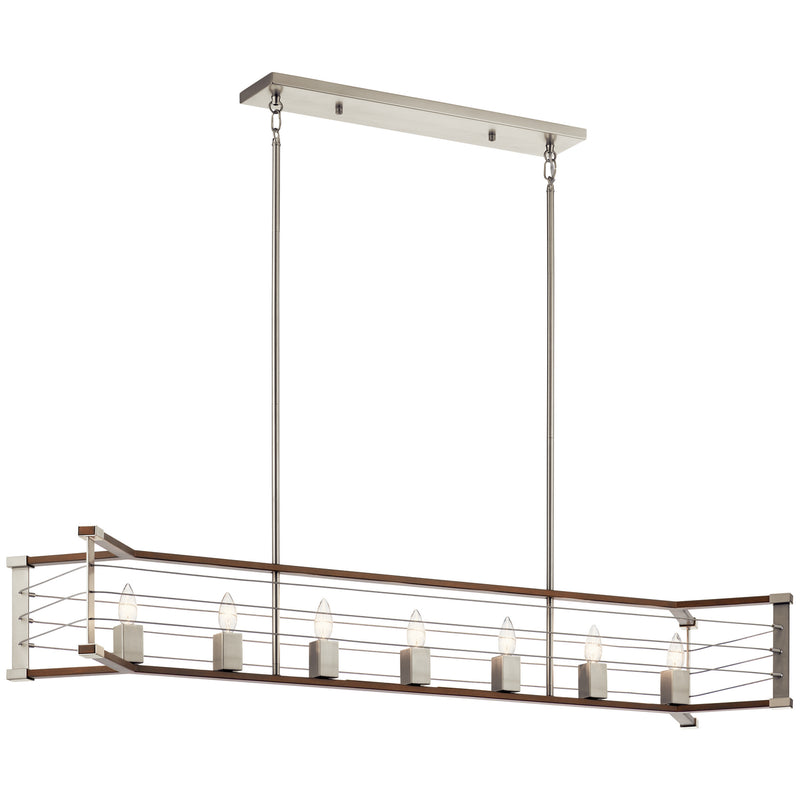 Kichler 44252NI Seven Light Linear Chandelier, Brushed Nickel Finish - LightingWellCo