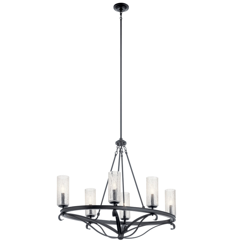 Kichler 52010BK Six Light Chandelier, Black Finish - LightingWellCo