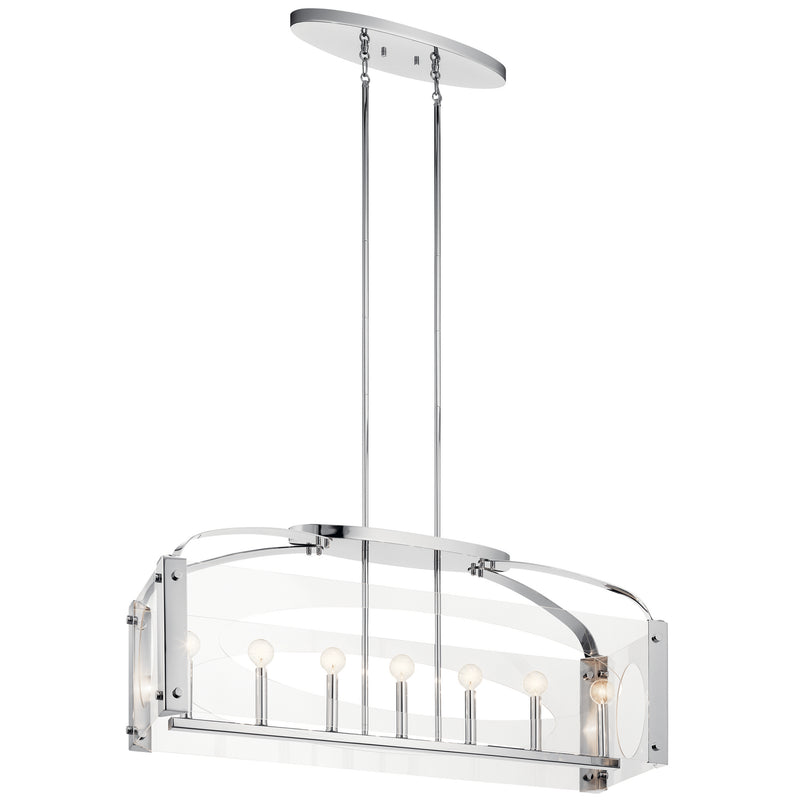 Kichler 52023CH Seven Light Linear Chandelier, Chrome Finish - LightingWellCo