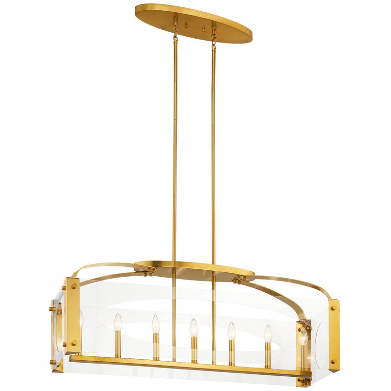 Kichler 52023FXG Seven Light Linear Chandelier, Fox Gold Finish - LightingWellCo