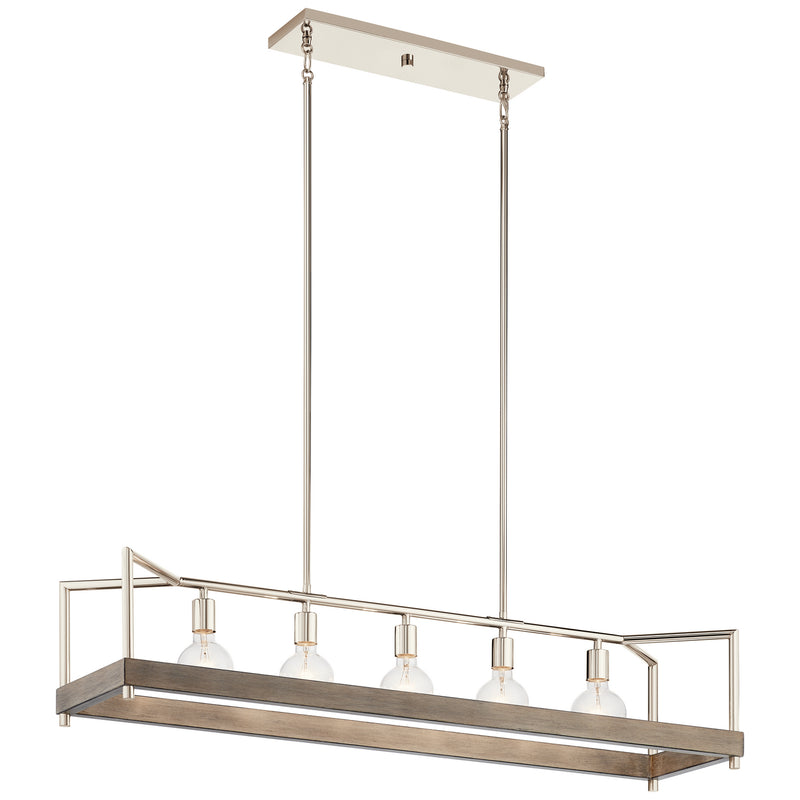 Kichler 52091DAG Five Light Linear Chandelier, Distressed Antique Gray Finish - LightingWellCo