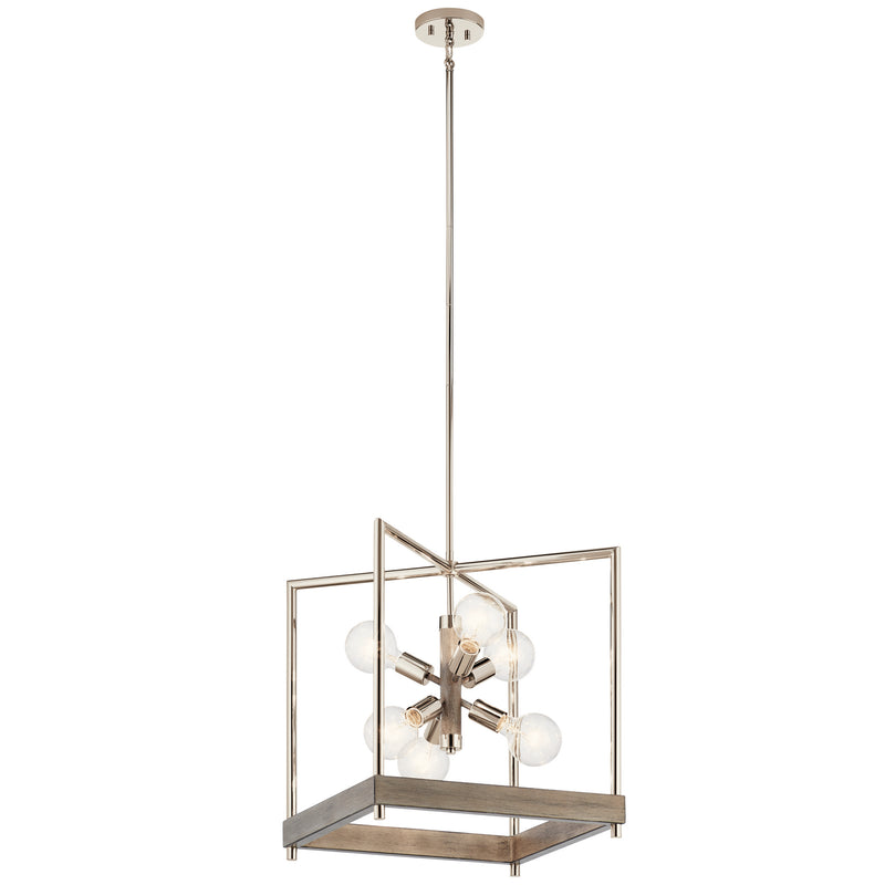 Kichler 52092DAG Six Light Foyer Pendant, Distressed Antique Gray Finish - LightingWellCo