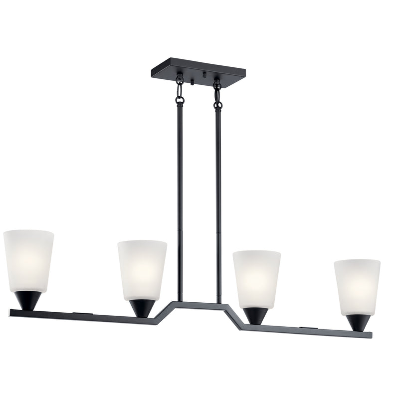 Kichler 52233BK Four Light Linear Chandelier, Black Finish - LightingWellCo