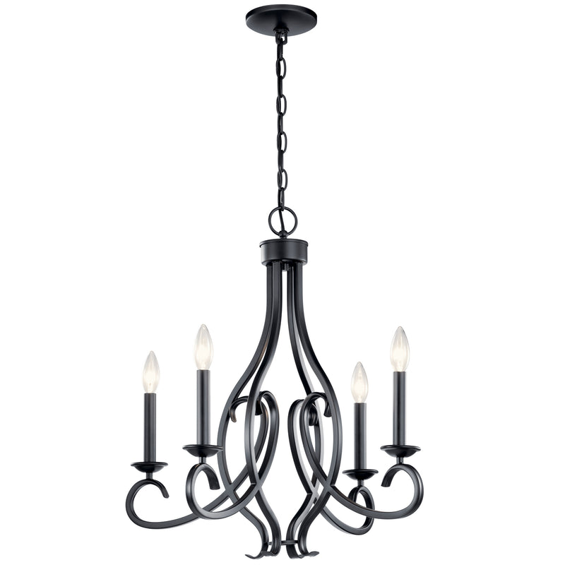 Kichler 52239BK Four Light Chandelier, Black Finish - LightingWellCo