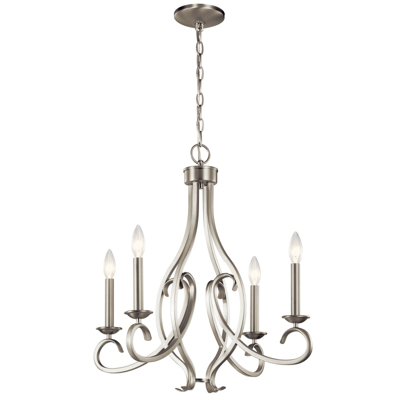 Kichler 52239NI Four Light Chandelier, Brushed Nickel Finish - LightingWellCo