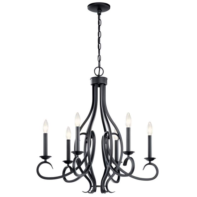 Kichler 52240BK Six Light Chandelier, Black Finish - LightingWellCo