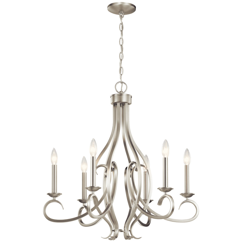 Kichler 52240NI Six Light Chandelier, Brushed Nickel Finish - LightingWellCo