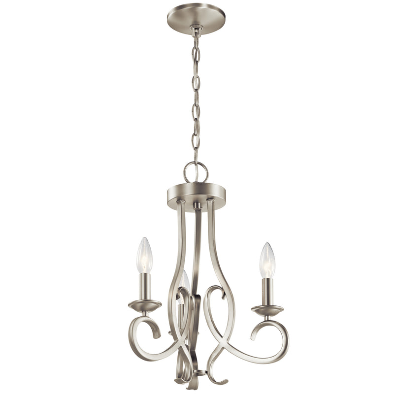 Kichler 52243NI Three Light Chandelier/Semi Flush Mount, Brushed Nickel Finish - LightingWellCo