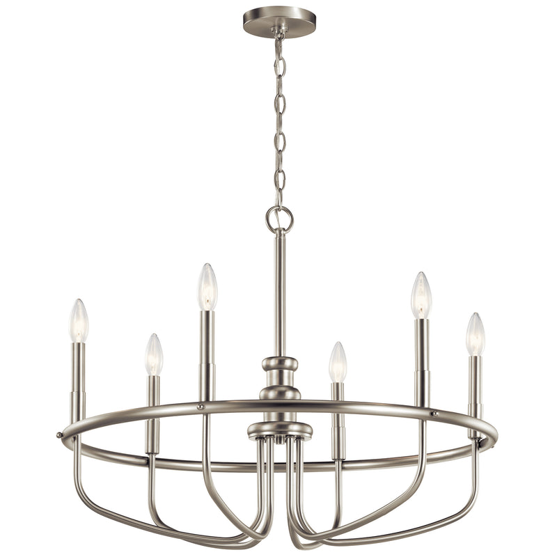 Kichler 52304NI Six Light Chandelier, Brushed Nickel Finish - LightingWellCo