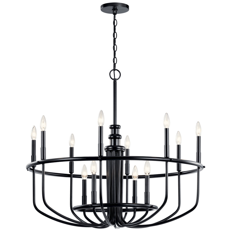 Kichler 52305BK 12 Light Chandelier, Black Finish - LightingWellCo