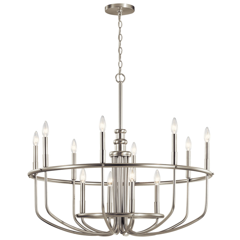 Kichler 52305NI 12 Light Chandelier, Brushed Nickel Finish - LightingWellCo