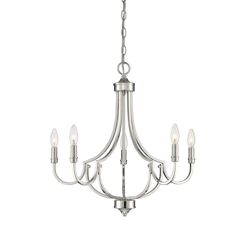 Savoy House 1-2005-5-109 Five Light Chandelier, Polished Nickel Finish LightingWellCo