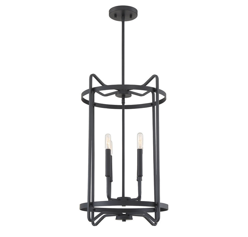 Savoy House 3-4901-4-89 Four Light Foyer Pendant, Matte Black Finish LightingWellCo