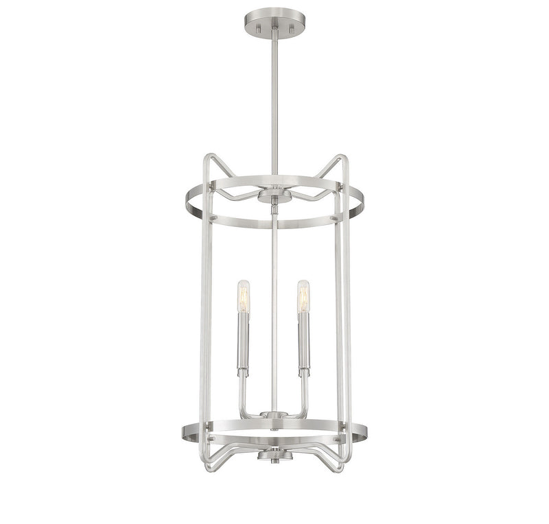 Savoy House 3-4901-4-SN Four Light Foyer Pendant, Satin Nickel Finish LightingWellCo