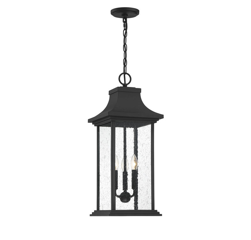 Savoy House 5-453-BK Three Light Outdoor Pendant, Matte Black Finish LightingWellCo