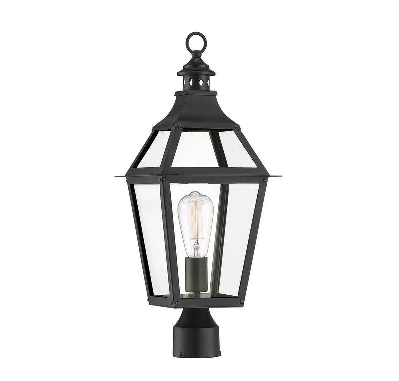 Savoy House 5-724-153 One Light Post Lantern, Black With Gold Highlighted Finish LightingWellCo