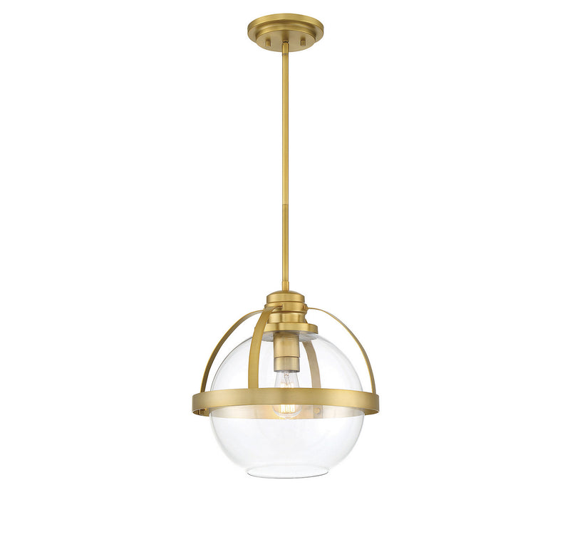 Savoy House Pendleton 7-7201-1-322 One Light Pendant, Warm Brass Finish - LightingWellCo