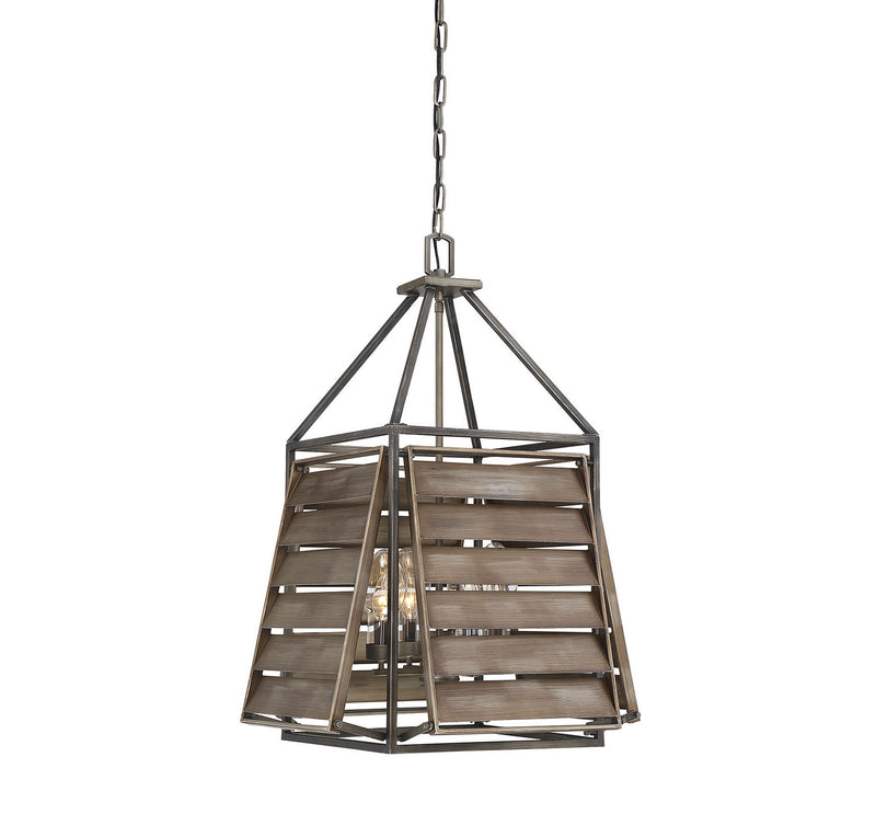 Savoy House Hartberg 7-9341-4-162 Four Light Outdoor Pendant, Aged Driftwood Finish - LightingWellCo