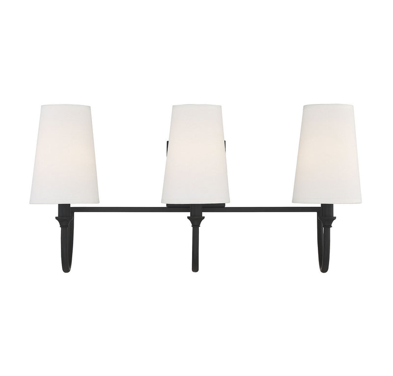 Savoy House Cameron 8-2542-3-89 Three Light Bath Bar, Matte Black Finish - LightingWellCo