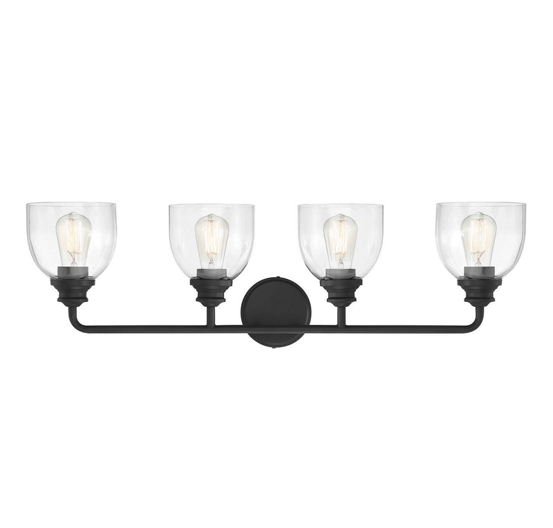 Savoy House Vale 8-7205-4-BK Four Light Bath Bar, Black Finish - LightingWellCo