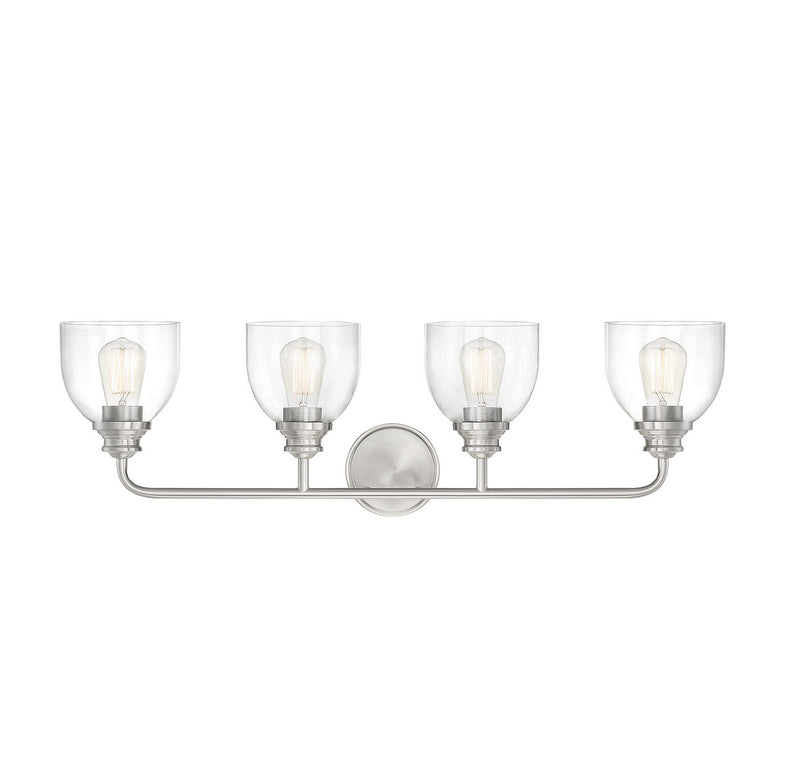 Savoy House Vale 8-7205-4-SN Four Light Bath Bar, Satin Nickel Finish - LightingWellCo