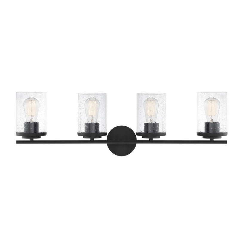 Savoy House Marshall 8-8020-4-BK Four Light Bath Bar, Matte Black Finish - LightingWellCo