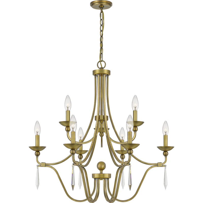 Quoizel JOU5032AB Nine Light Chandelier, Aged Brass Finish - LightingWellCo