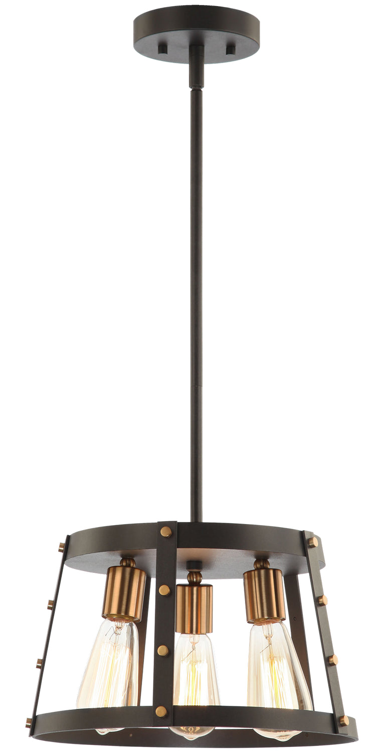 Matteo Lighting C72003MBAG Three Light Pendant, Matte Black & Aged Gold Brass Finish - LightingWellCo