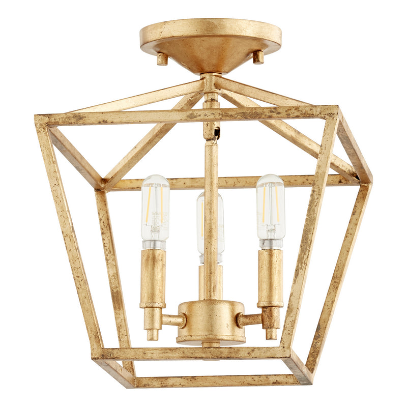 Quorum 304-10-74 Three Light Dual Mount, Gold Leaf Finish - LightingWellCo