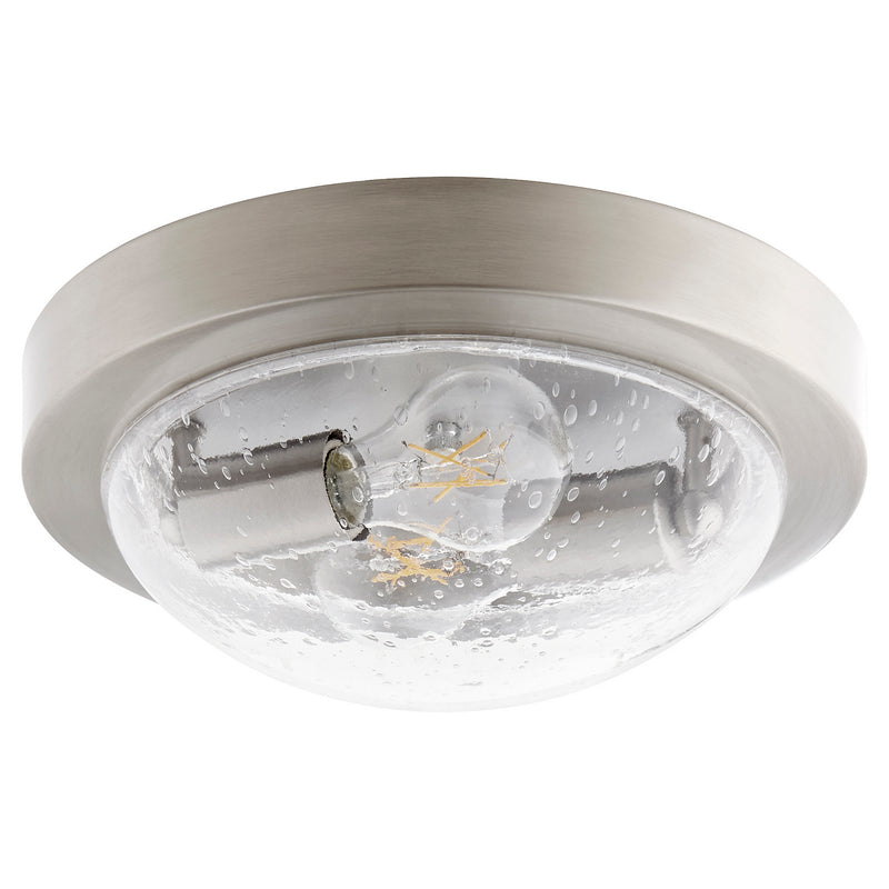 Quorum 3502-11-65 Two Light Ceiling Mount, Satin Nickel w/ Clear/Seeded Finish - LightingWellCo