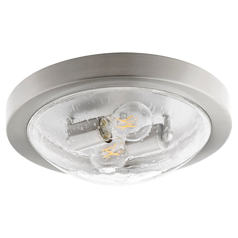 Quorum 3502-13-65 Two Light Ceiling Mount, Satin Nickel w/ Clear/Seeded Finish - LightingWellCo