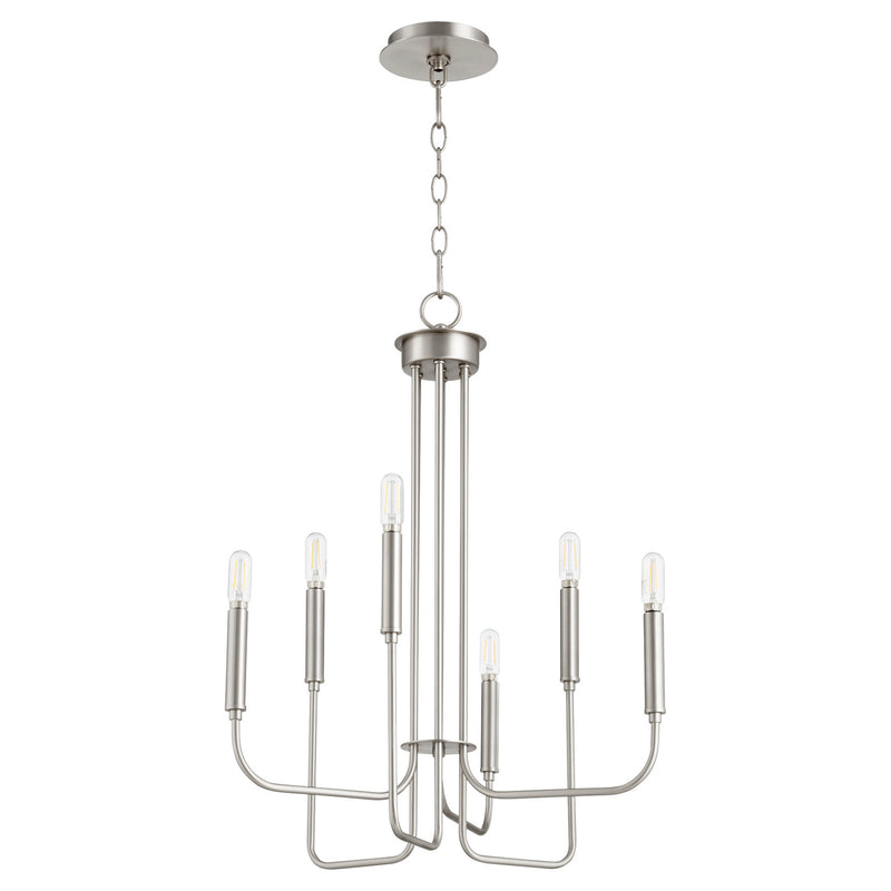 Quorum 630-6-65 Six Light Chandelier, Satin Nickel Finish - LightingWellCo