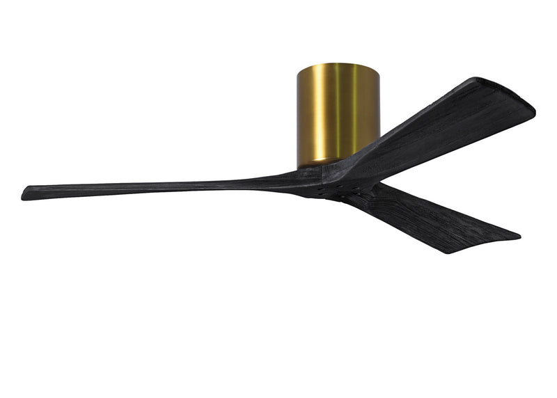 Matthews Fan Company Irene IR3H-BRBR-BK-52 52``Ceiling Fan, Brushed Brass Finish - LightingWellCo