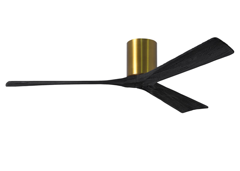 Matthews Fan Company Irene IR3H-BRBR-BK-60 60``Ceiling Fan, Brushed Brass Finish - LightingWellCo