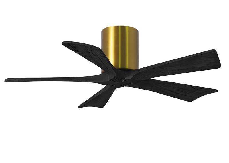 Matthews Fan Company Irene IR5H-BRBR-BK-42 42``Ceiling Fan, Brushed Brass Finish - LightingWellCo