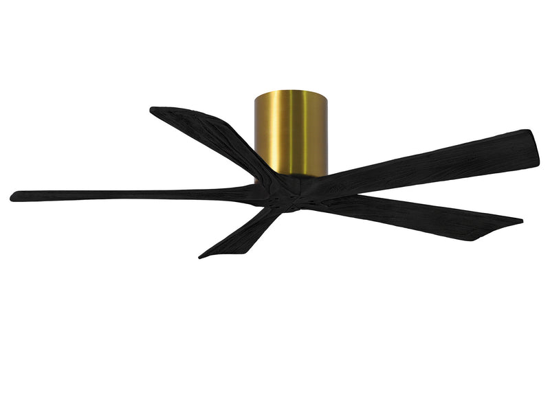 Matthews Fan Company Irene IR5H-BRBR-BK-52 52``Ceiling Fan, Brushed Brass Finish - LightingWellCo